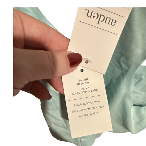 Auden Womens M Scoop Neck Unlined Bralette Mint Green Simple Pullover Style - Picture 4 of 5